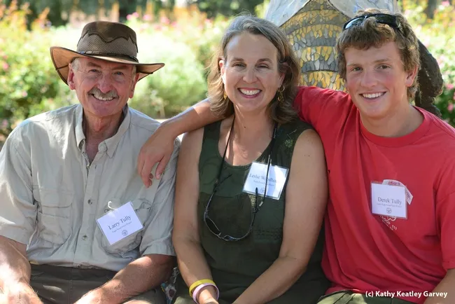 Derek Tully (right) with his parents, Larry Tully and Leslie Woodhouse, assistant scoutmasters of Troop 111. (Photo by Kathy Keatley Garvey)