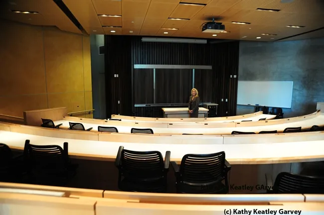 RMI executive director Clare Hasler-Lewis at the RMI's Silverado Vineyards Sensory Theatre. (Photo by Kathy Keatley Garvey)