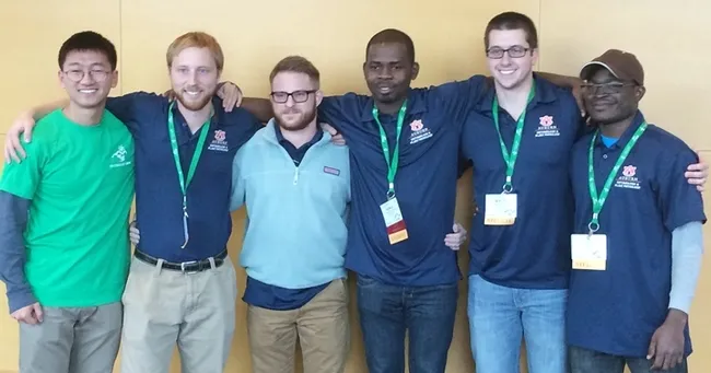 The Auburn University team included (from left) alternate Zi Ye, and members Carl Clem, Julian Golec, Adekunle Adesanya, Matthew Burrows, and Olufemi Ajayi, captain.