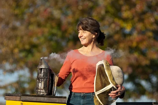 Bee scientist Marla Spivak of the University of Minnesota keynoted the first-ever UC Davis Bee Symposium. (Photo by Dan Marshall)