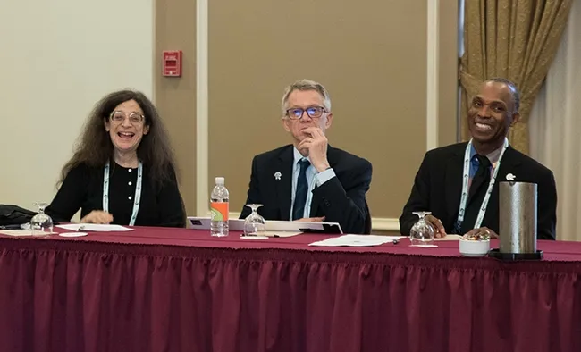 ICE 2016 in action: From left are May Berenbaum, president of the Entomological Society of America; and ICE 2016 co-chairs Walter Leal (center) and Alvin Simmons.