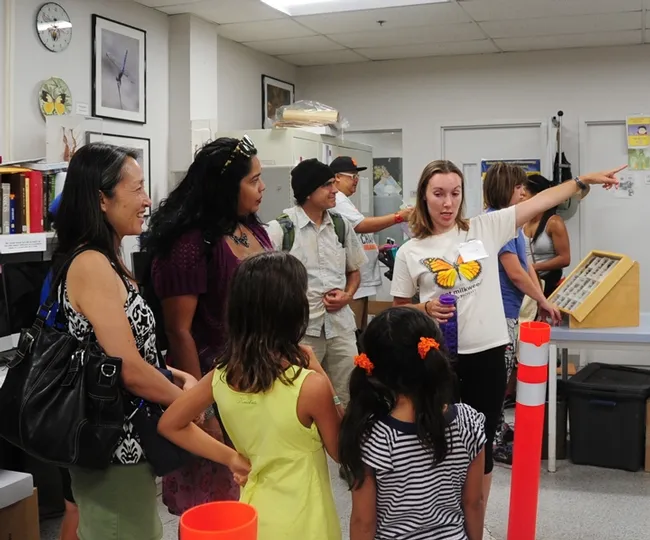 UC Davis entomology graduate student Jessica Gillung answers questions at the 2016 Moth Night. (Photo by Kathy Keatley Garvey)