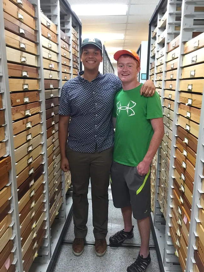 The Beetle Boys, both recipinets of Coleoperists Society Youth Inventive Awards: Noah Crockette (left) of Sacramento, and Quincy Hansen of Arvada, Colo. (Photo by Tabatha Yang)