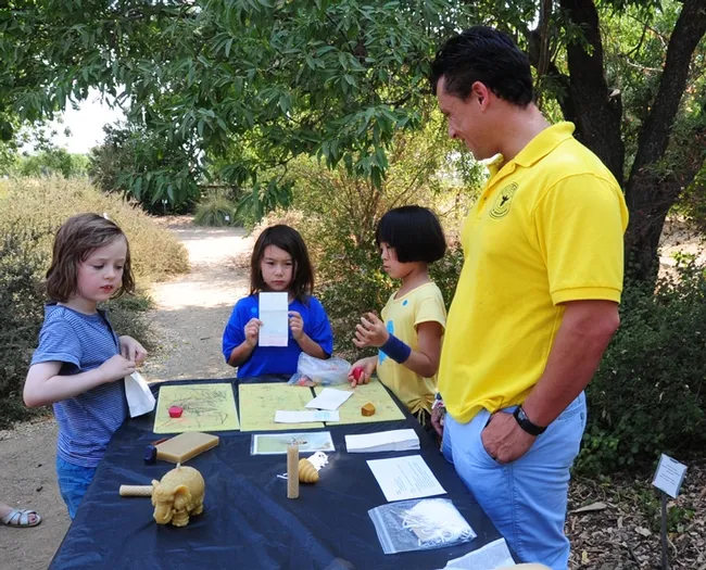 Staff research associate Bernardo Niño of the Harry H. Laidlaw Jr., Honey Bee Research Facility/UC Davis Department of Entomology and Nematology, staffed the beewax table. (Photo by Kathy Keatley Garvey)