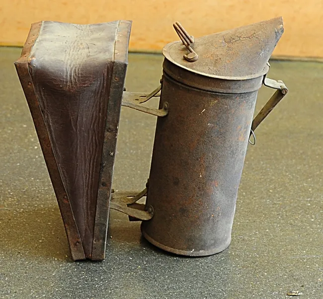 This is Norm Gary's 70-year-old smoker. He acquired this at age 13. (Photo by Kathy Keatley Garvey)