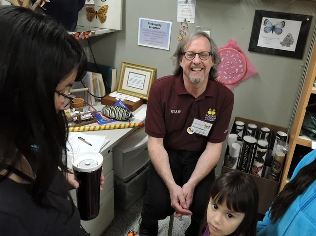 Senior museum scientist Steve Heydon of the Bohart Museum will display jewel wasps and answer questions. (Photo by Kathy Keatley Garvey)