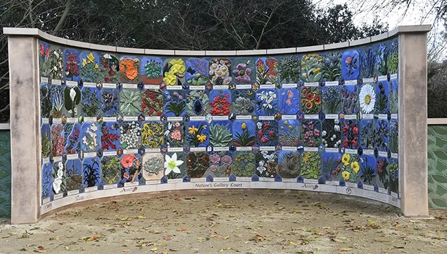 This is Nature's Gallery, a UC Davis Art/Science Fusion Program project installed in 2012 in the Ruth Storer Gardens, UC Davis Arboretum, off Garrod Drive. (Photo by Kathy Keatley Garvey)