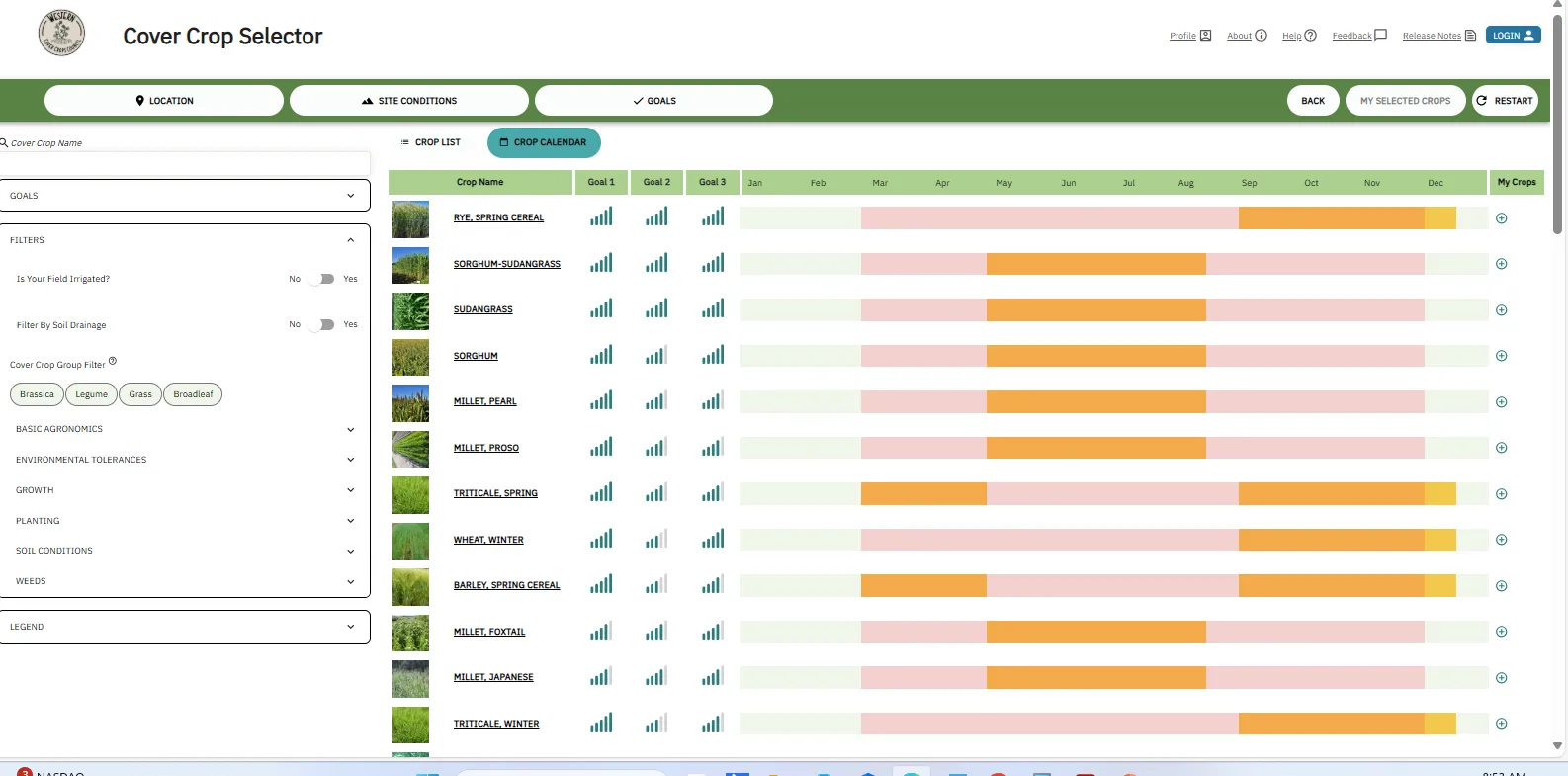 crop calendar