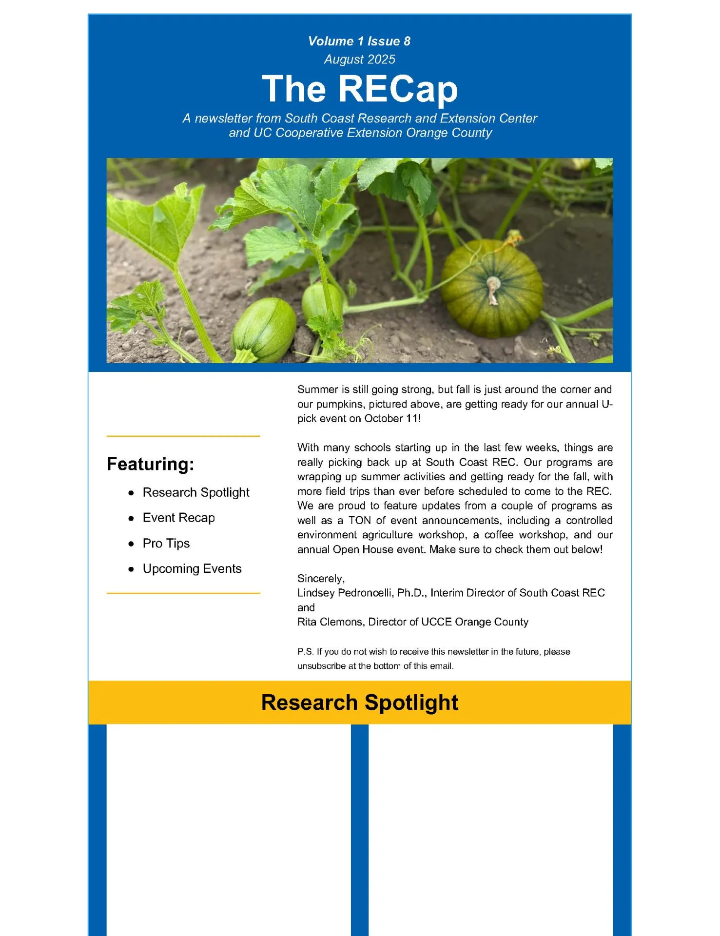 cover page of August 2025 newsletter