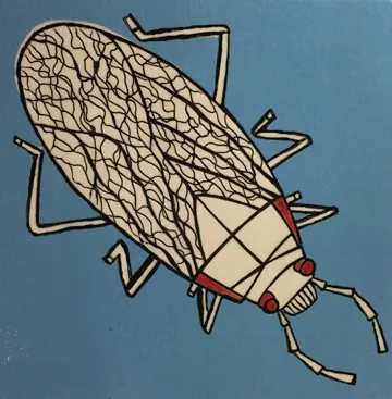 Mosaic ceramic tile of a soapberry bug. (Photo by Diane Ullman)