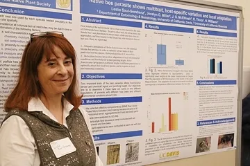 Leslie Saul-Gershenz placed third for her poster on “Native Bee Parasite Shows Multitrait, Host Specific Variation and Local Adaptation.” (Photo courtesy of Amina Harris)