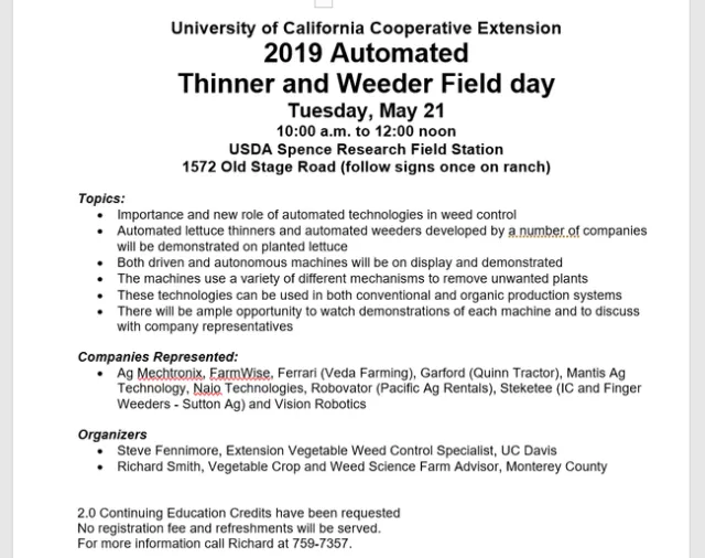 Thinning and Weed Field Day