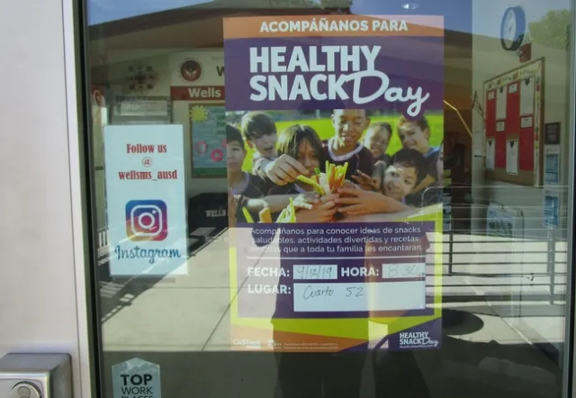 Healthy Snack Day poster at Wells Middle School