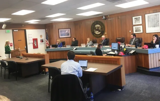 Belle, Tuolumne County Ambassador, addressing the Board of Supervisors.