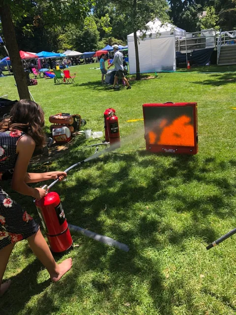 At the fire safety booth.