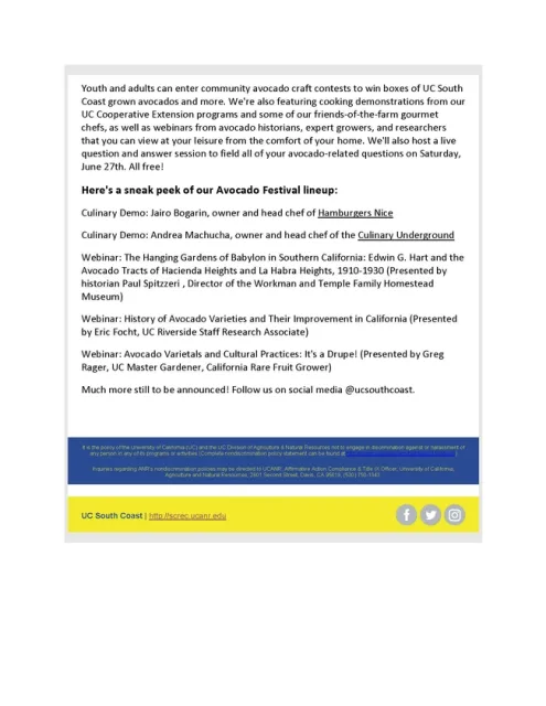 Avocado Festival 2020 Agenda Sneak Peek
