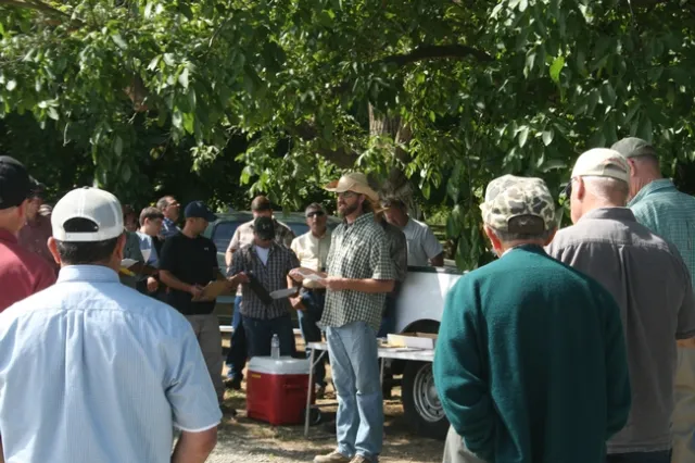 Hanson during a UC walnut tour