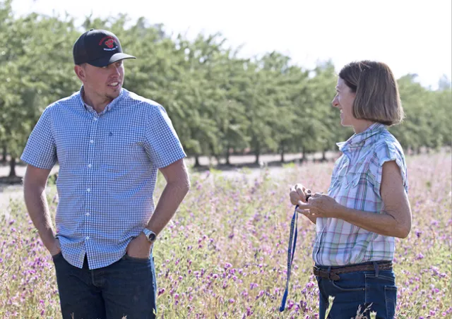 Long talks with grower Thomas Barrios about hedgerows.