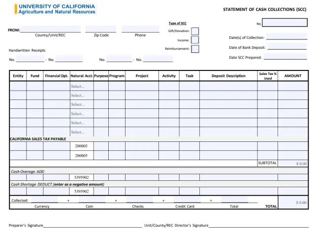 STATEMENT OF CASHCOLLECTION
