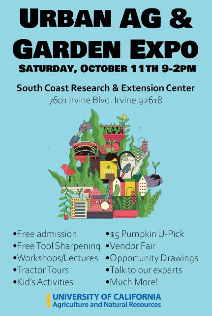 flyer advertising the South Coast REC Urban Ag and Garden Expo on October 11, 2025 from 9am to 2pm