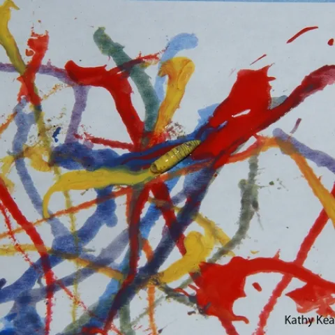 Maggot Art involves maggots dipped into and non-toxic, water-based paints. (Photo by Kathy Keatley Garvey)