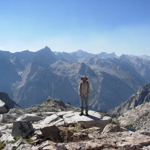 Bruce Graham Hammock at the Observation Basin in Kings Canyon National Park, a large fishless basin where much of his research occurred.