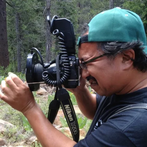 Eddie Dunbar, founder and president of the Insect Sciences Museum of California, photographs insects.