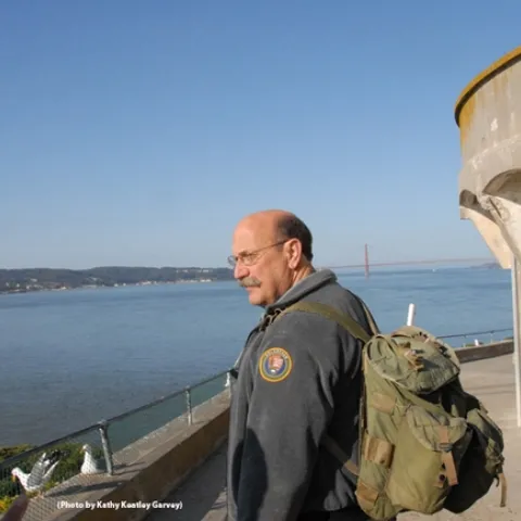 Theme of the Bohart Museum open house on May 17 is "Name that Bug! How about Bob?" This is UC Davis forensic entomologist Robert "Bob" Kimsey doing research on Alcatraz. (Photo by Kathy Keatley Garvey)