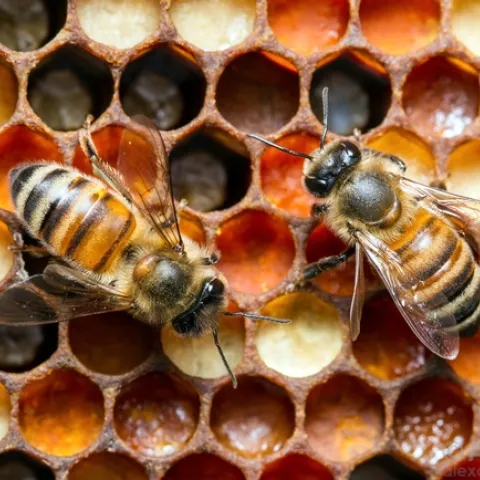 This image of honey bees by Alex Wild will be part of the Jan. 8-April 22 exhibition, "It's Bugged: Insects' Role in Design," and also will be featured at the Bohart Museum open house on Jan. 21. See alexanderwild.com for more of his photos. (Image copyrighted by Alex Wild and used with permission)