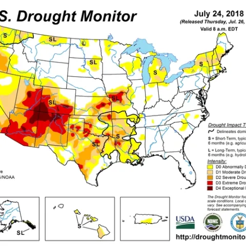 August 1 2018 US Drought Monitor Map