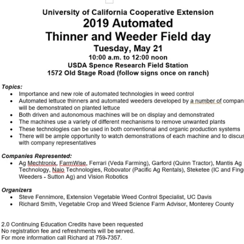 Thinning and Weed Field Day