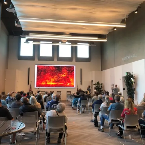 Community members attending a wildfire meeting