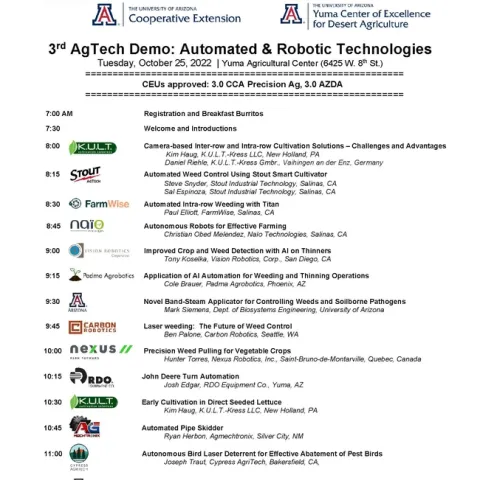 2022 AgTech Field Demo Agenda