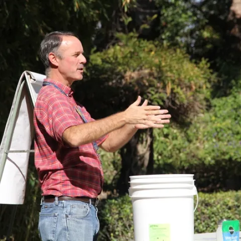 A man presents research.