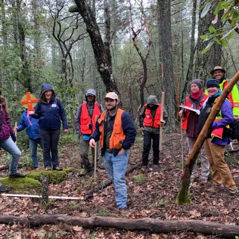 Group of Forest Stewardship workshop participants at a field day in Napa County.