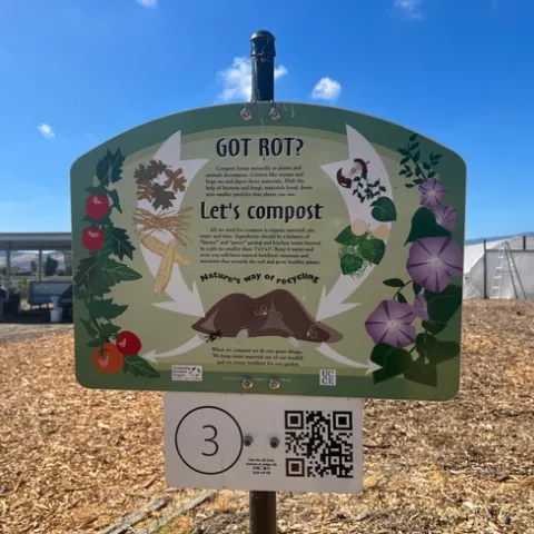 Educational signage at the Composting Education site in San Jose