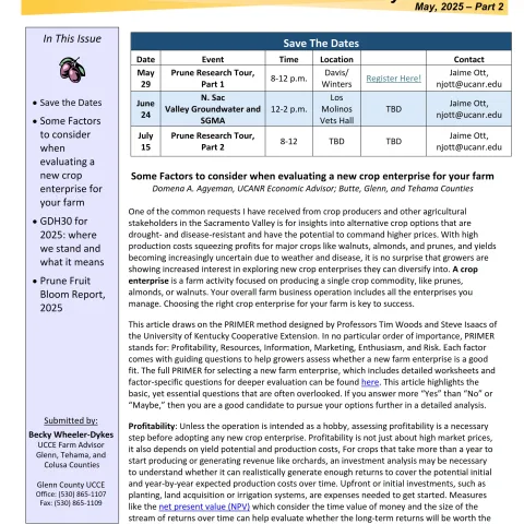 Glenn County UCCE Sacramento Valley Prune Newsletter - May 2025 - Part 2