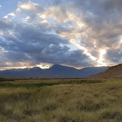 Sunset across a valley in eastern California