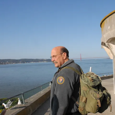 Forensic entomologist Robert Kimsey on Alcatraz Island. (Photo by Kathy Keatley Garvey)