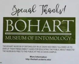 Thank you, Bohart Museum of Entomology