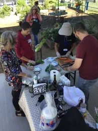 Cooking demonstration in the garden