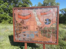 Verbena Fields Mechoopda mosaic, Laura Lukes