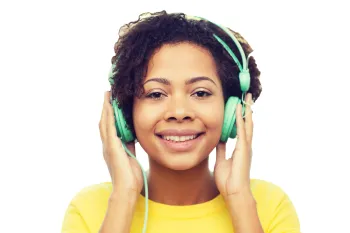 woman with headphones