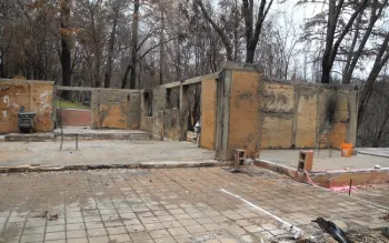 A home lost in the Ponderosa Fire in Feather Falls, CA