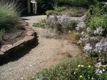 Berm with dry stacked flagstones, Cindy Weiner