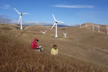 Plant ecologists Loralee Larios, UCR, and Lauren Hallett, University of Oregon, monitoring purple needlegrass in Northern California